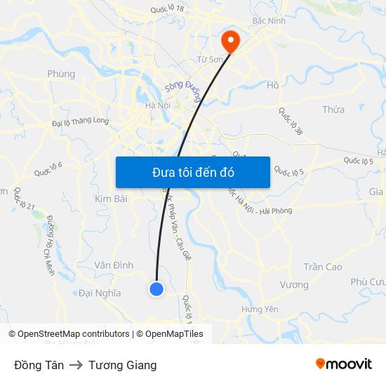 Đồng Tân to Tương Giang map