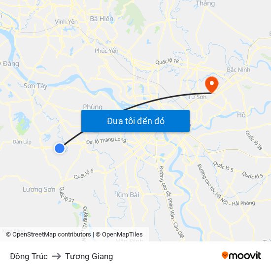 Đồng Trúc to Tương Giang map