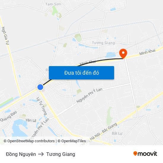 Đồng Nguyên to Tương Giang map