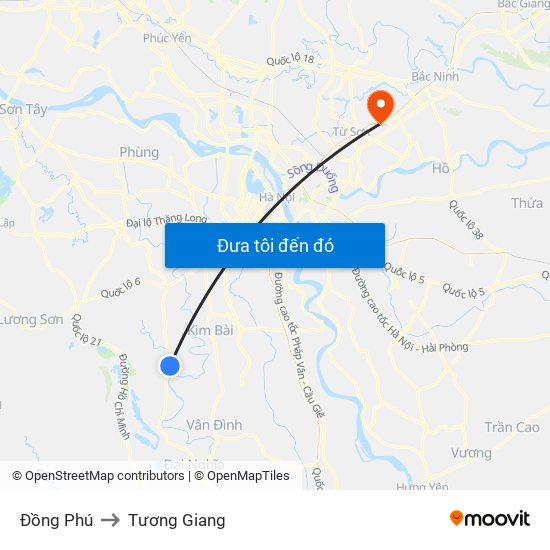 Đồng Phú to Tương Giang map
