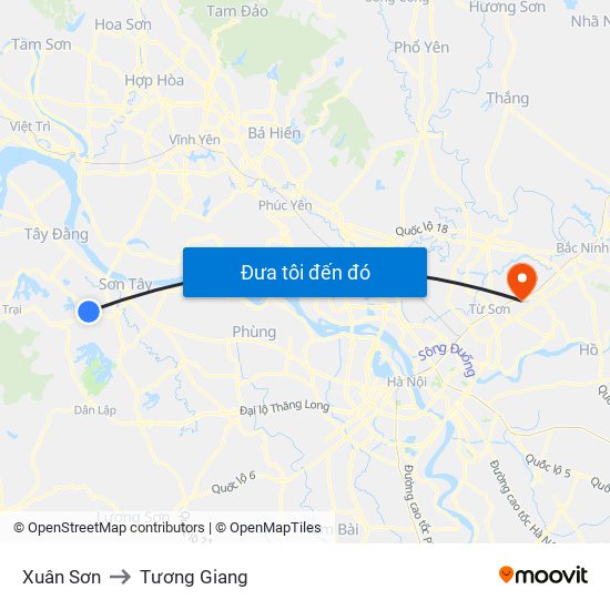 Xuân Sơn to Tương Giang map