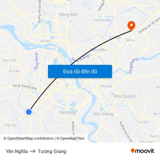 Yên Nghĩa to Tương Giang map