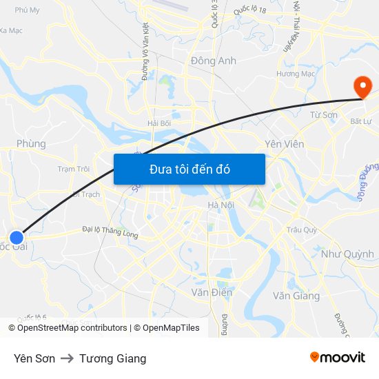 Yên Sơn to Tương Giang map