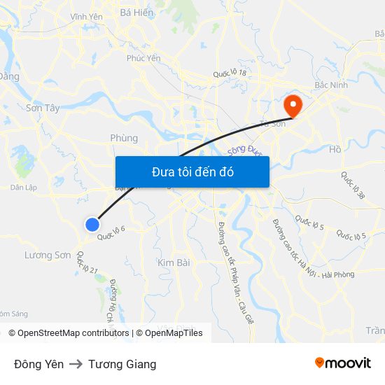 Đông Yên to Tương Giang map
