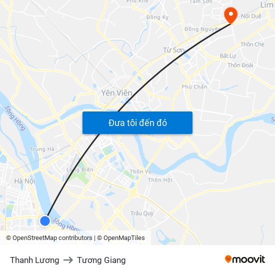 Thanh Lương to Tương Giang map