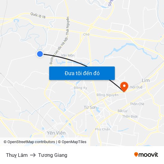 Thuỵ Lâm to Tương Giang map