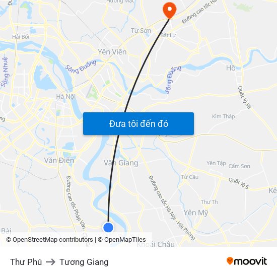 Thư Phú to Tương Giang map