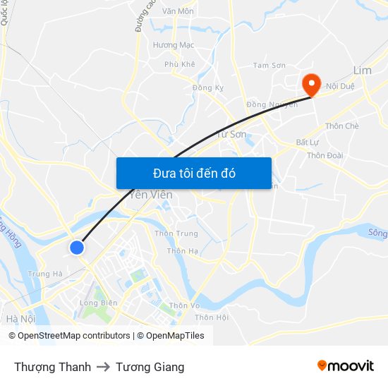 Thượng Thanh to Tương Giang map