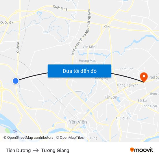 Tiên Dương to Tương Giang map