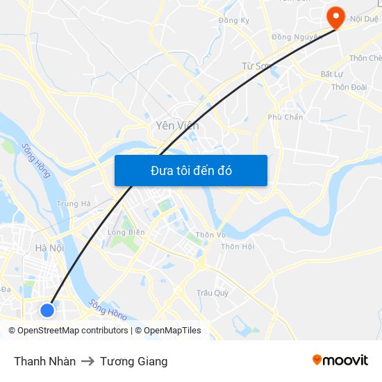 Thanh Nhàn to Tương Giang map