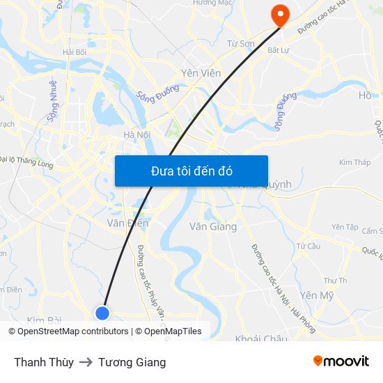 Thanh Thùy to Tương Giang map