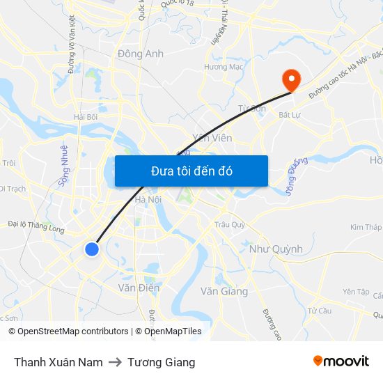 Thanh Xuân Nam to Tương Giang map