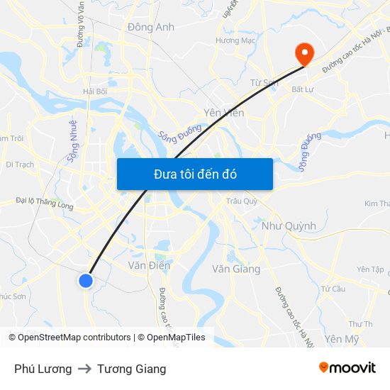 Phú Lương to Tương Giang map