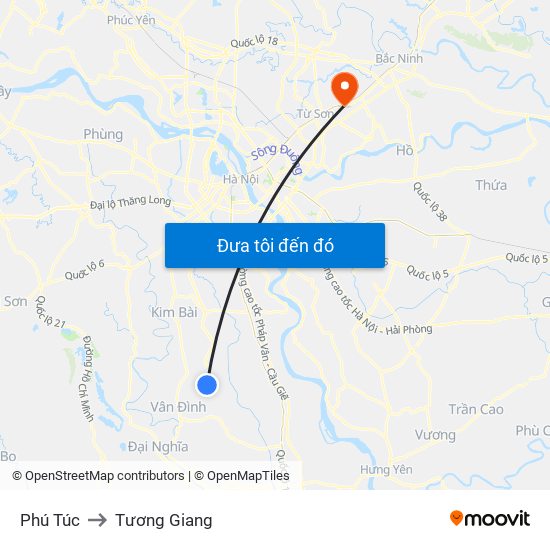 Phú Túc to Tương Giang map