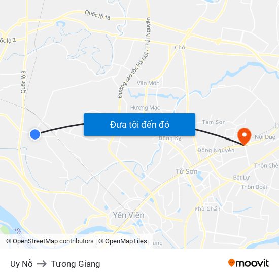 Uy Nỗ to Tương Giang map