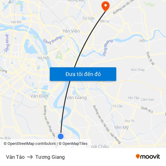 Vân Tảo to Tương Giang map