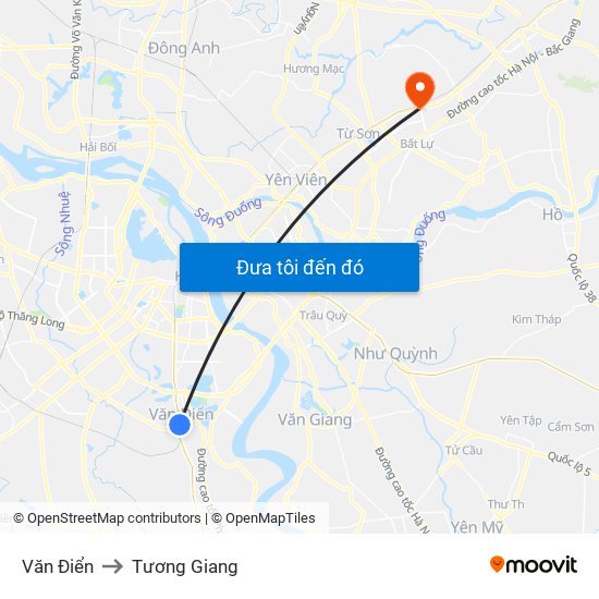 Văn Điển to Tương Giang map