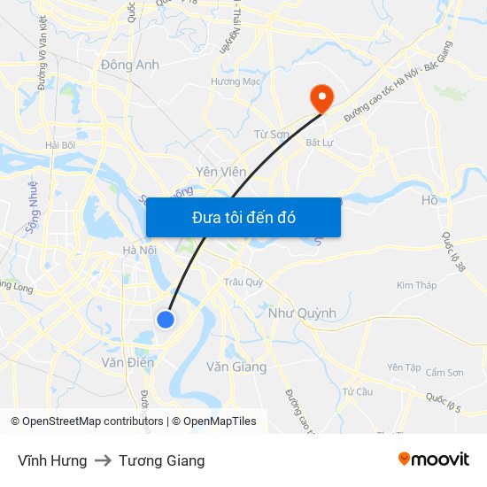 Vĩnh Hưng to Tương Giang map