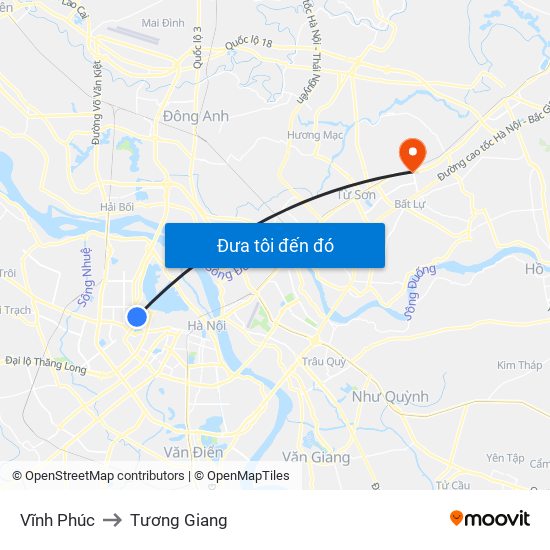 Vĩnh Phúc to Tương Giang map