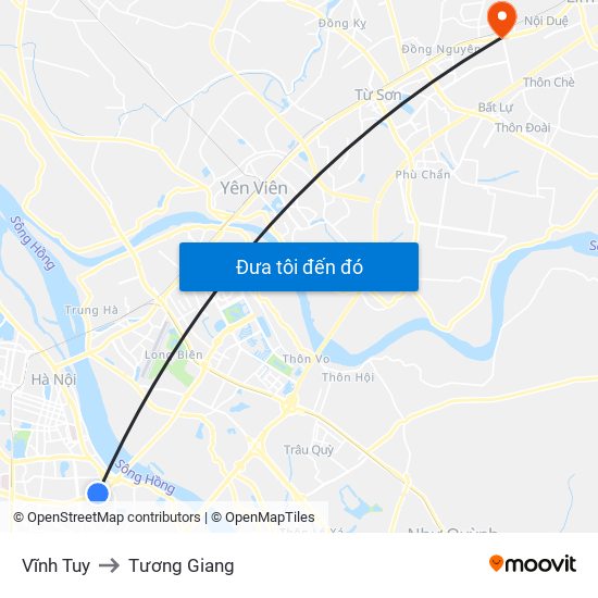 Vĩnh Tuy to Tương Giang map