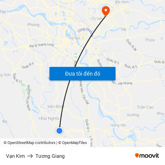 Vạn Kim to Tương Giang map