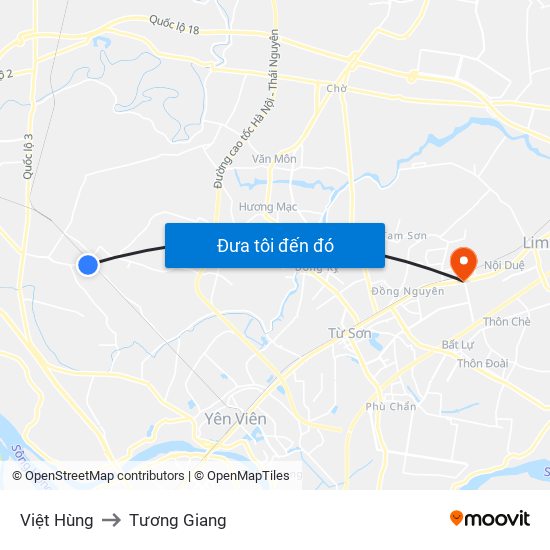 Việt Hùng to Tương Giang map