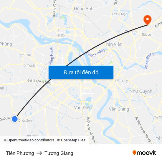 Tiên Phương to Tương Giang map