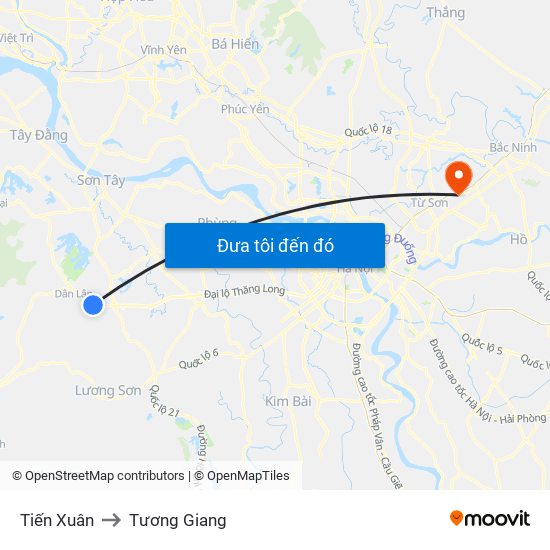 Tiến Xuân to Tương Giang map