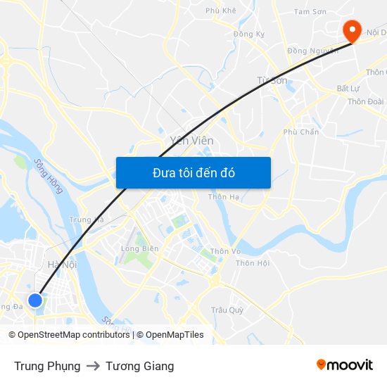 Trung Phụng to Tương Giang map