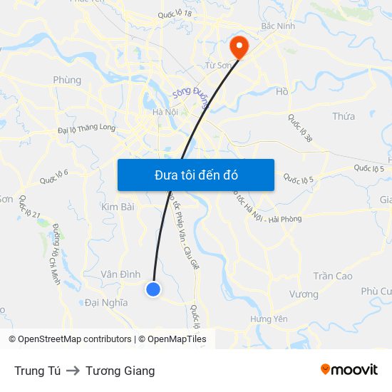 Trung Tú to Tương Giang map