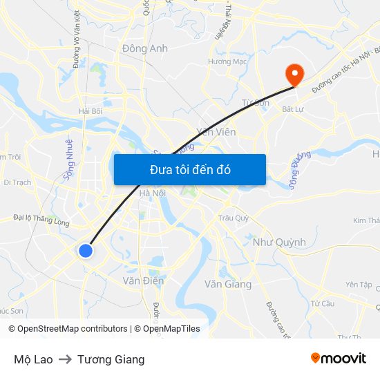 Mộ Lao to Tương Giang map