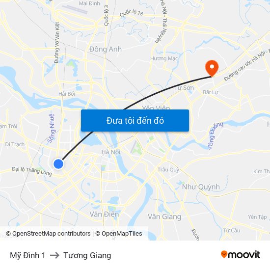 Mỹ Đình 1 to Tương Giang map