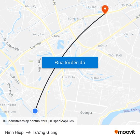 Ninh Hiệp to Tương Giang map