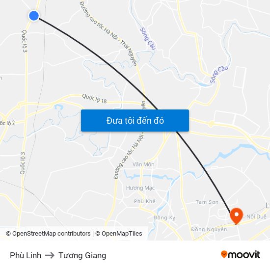 Phù Linh to Tương Giang map