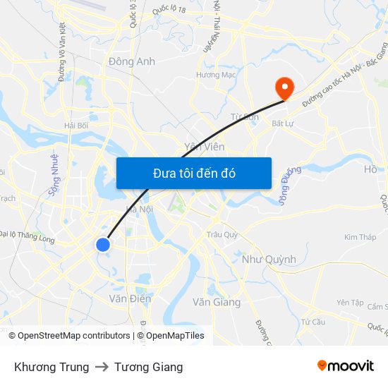 Khương Trung to Tương Giang map