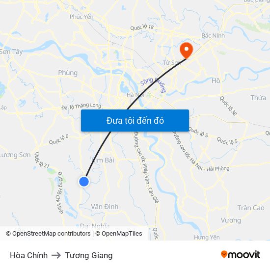 Hòa Chính to Tương Giang map