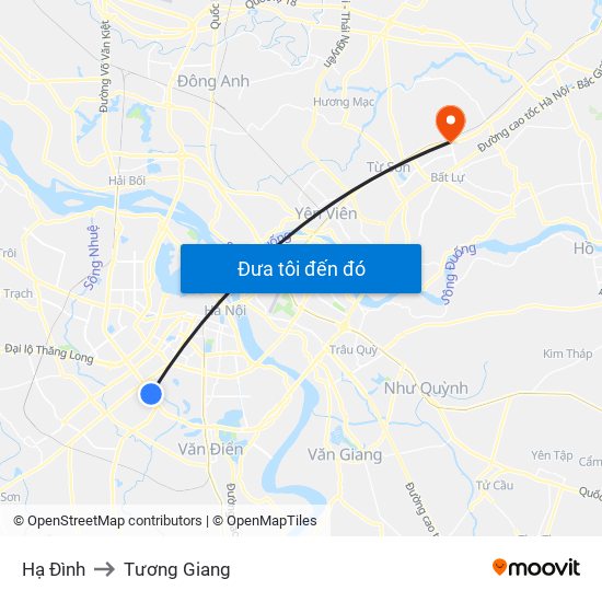 Hạ Đình to Tương Giang map