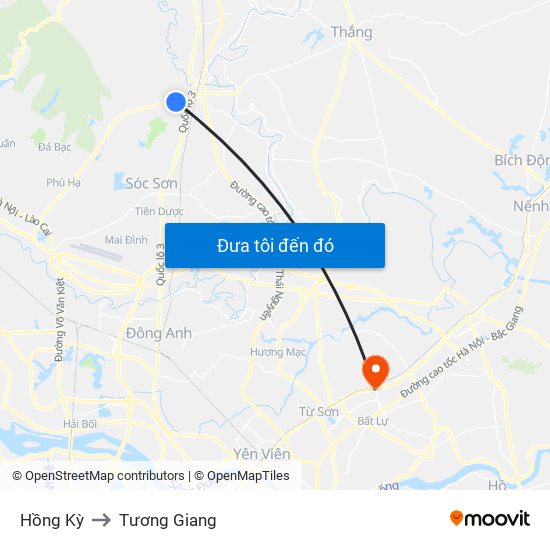 Hồng Kỳ to Tương Giang map