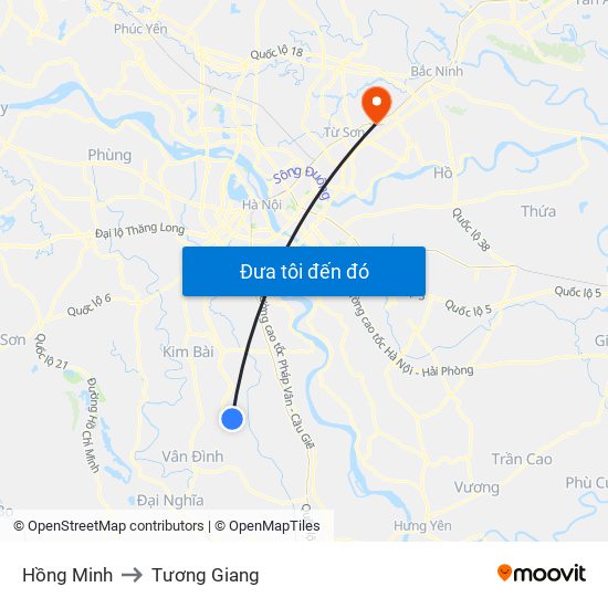 Hồng Minh to Tương Giang map