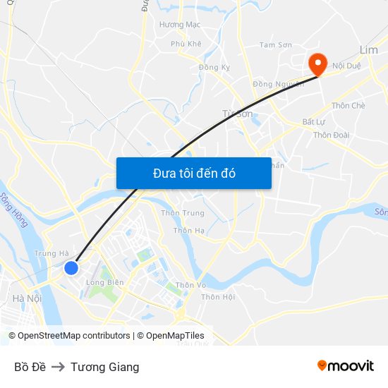 Bồ Đề to Tương Giang map