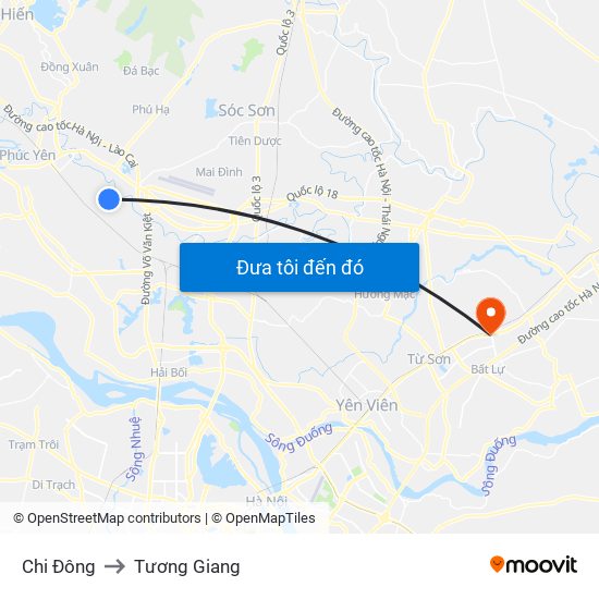 Chi Đông to Tương Giang map