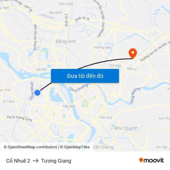 Cổ Nhuế 2 to Tương Giang map