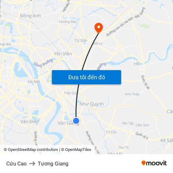 Cửu Cao to Tương Giang map