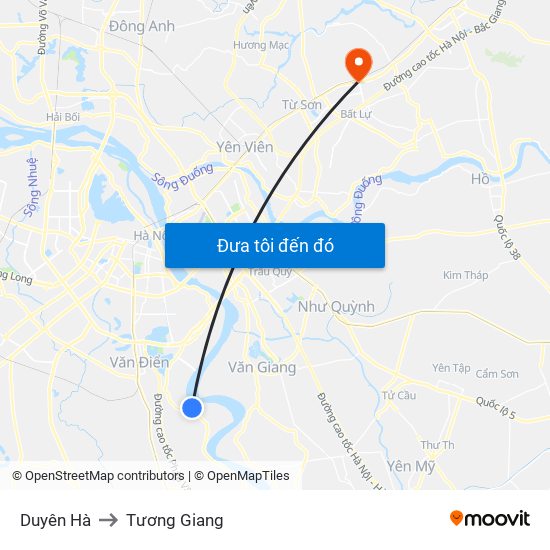 Duyên Hà to Tương Giang map