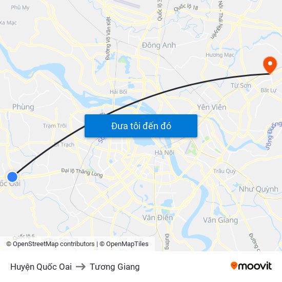 Huyện Quốc Oai to Tương Giang map