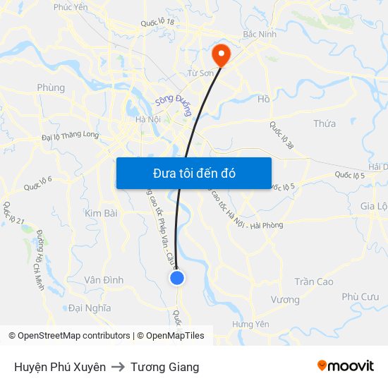 Huyện Phú Xuyên to Tương Giang map