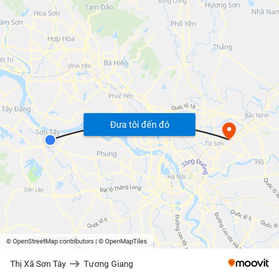 Thị Xã Sơn Tây to Tương Giang map