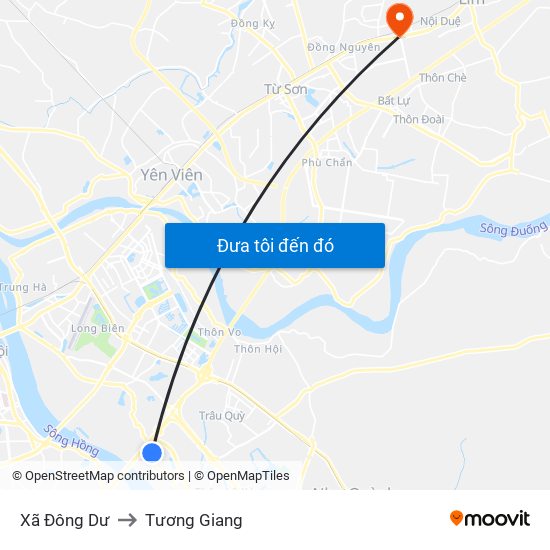 Xã Đông Dư to Tương Giang map