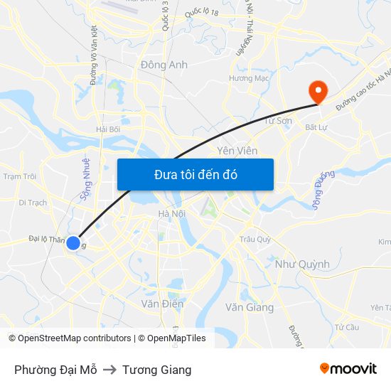 Phường Đại Mỗ to Tương Giang map