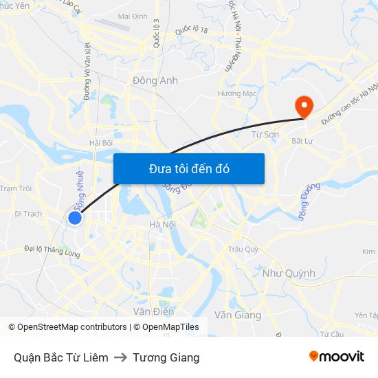 Quận Bắc Từ Liêm to Tương Giang map